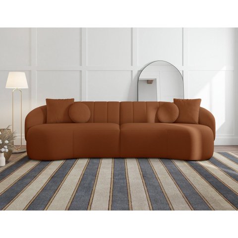 Sofá Curvo 4 Lugares 240cm Lua Yescasa Cobre Terracota