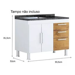 Balcão Gabinete para Pia de Cozinha 1,00mt:branco - 2