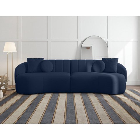 Sofá Curvo 4 Lugares 240cm Lua Yescasa Azul Marinho