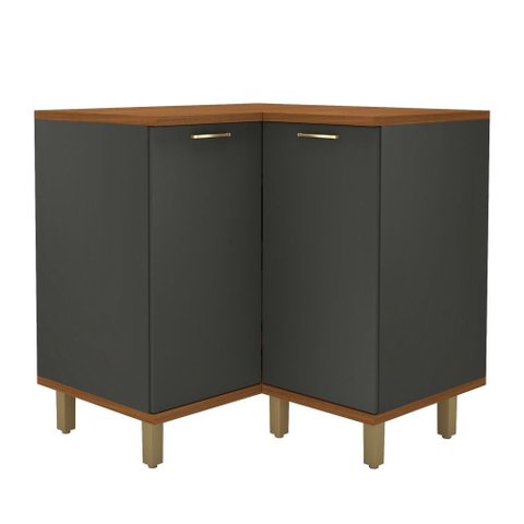 Balcão Munique - 2 Portas Canto Tampo Mdp 15/25mm Prateleira Interna Uv - Indekes