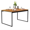 Ver imagem 2 de Mesa de Jantar Industrial 120x80cm Tampo Freijó com 4 Cadeiras Allegra Pretas - Conjunto Sala de Jan