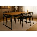 Ver imagem 1 de Mesa de Jantar Industrial 120x80cm Tampo Freijó com 4 Cadeiras Allegra Pretas - Conjunto Sala de Jan