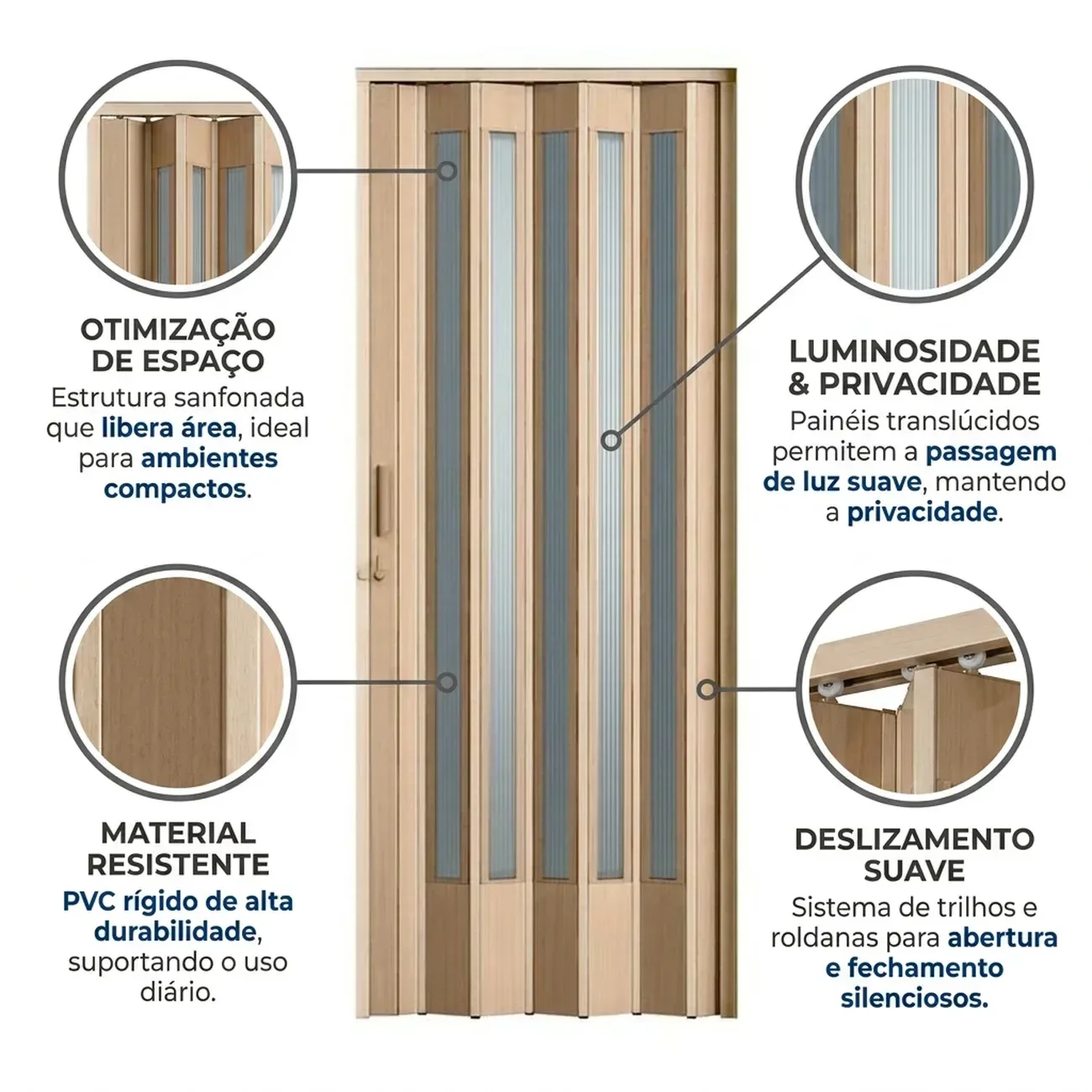 Ver imagem 5 de Porta Sanfonada de PVC Translucido 210cm x 60cm Plastporta Bcf Marrom/Castanho com