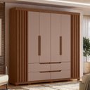 Ver imagem 1 de Guarda-Roupa 6 Portas e 4 Gavetas Casal Doble Marrom/Nogueira/Capuccino