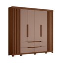Ver imagem 2 de Guarda-Roupa 6 Portas e 4 Gavetas Casal Doble Marrom/Nogueira/Capuccino