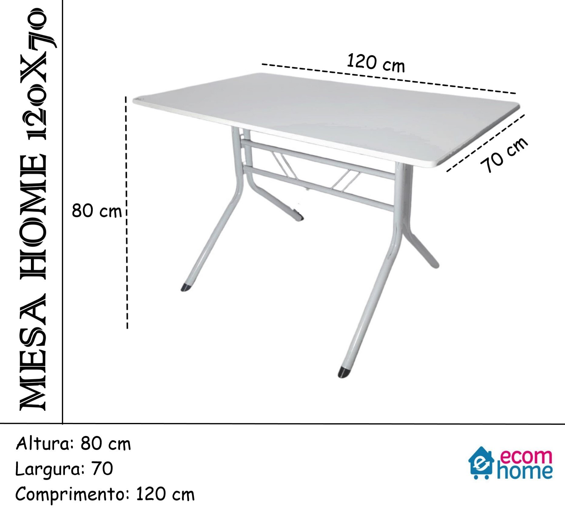 Jogo Mesa 120x70 para Restaurante Comércio com 4 Cadeiras Iso Branca Base Branca Ecomhome - 3