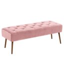 Ver imagem 1 de Banco estofado Rubi 1,40m Suede Rosa Bebe - Inova Decor Inova Decorações