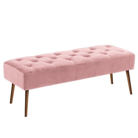 Banco estofado Rubi 1,40m Suede Rosa Bebe - Inova Decor Inova Decorações
