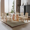 Ver imagem 1 de Conjunto Sala de Jantar Mesa Florença Madeira Maciça 180x90cm Tampo Retângular Vidro Off White com 6