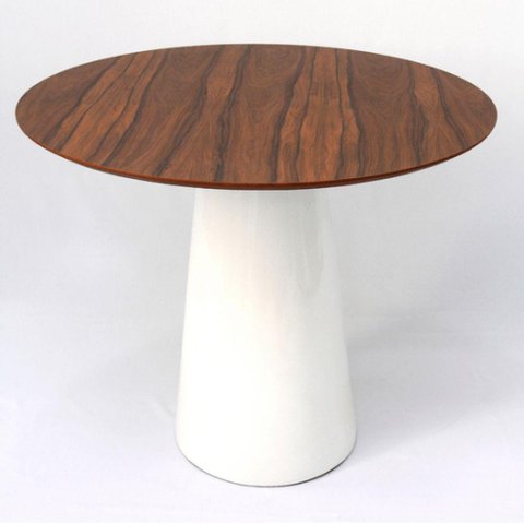 Mesa de Jantar Cone 110cm Tampo Pau Ferro Branco
