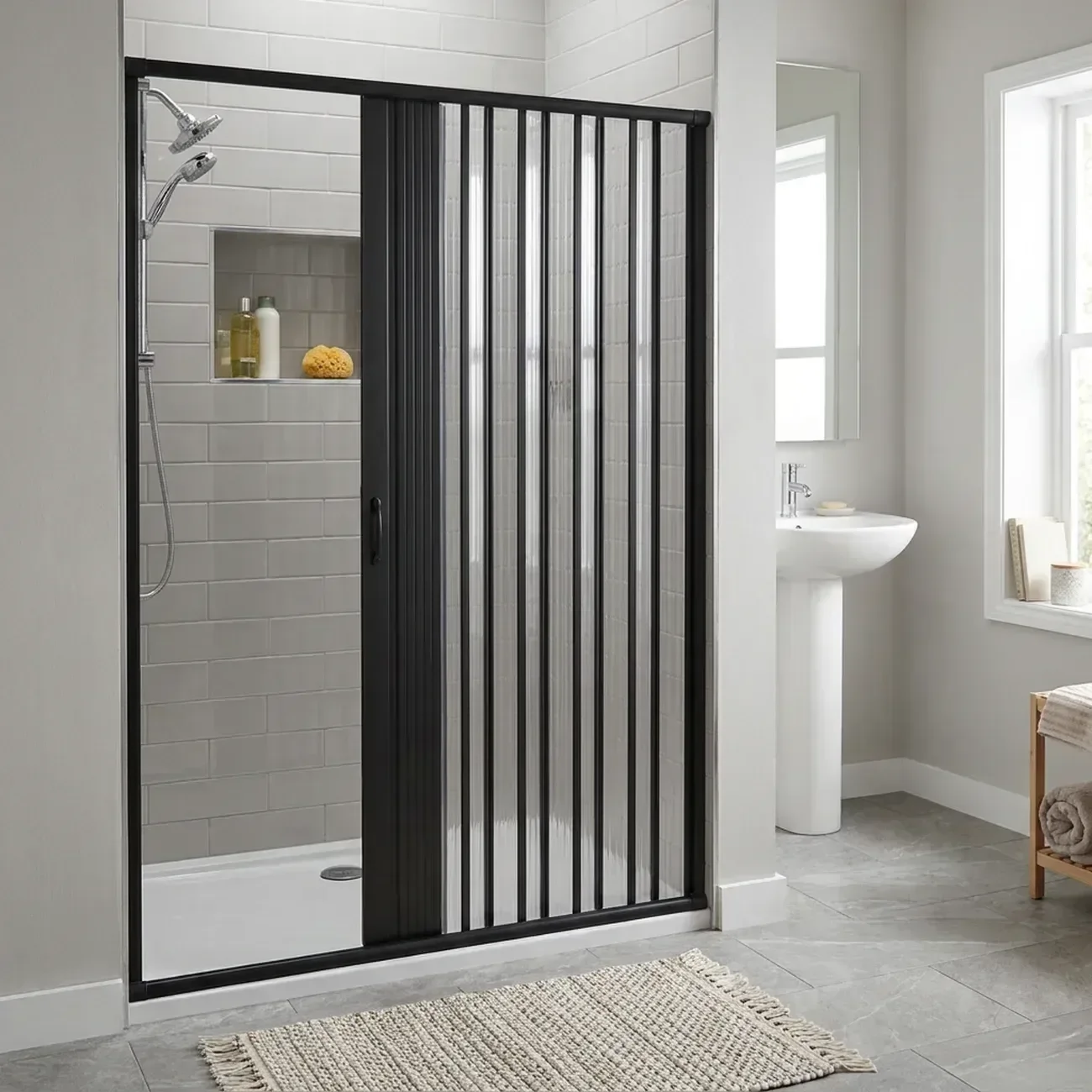 Box para Banheiro Sanfonado 185x130cm PVC Preto
