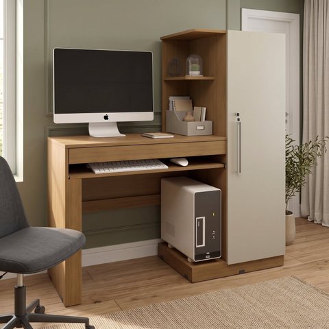 Mesa Escrivaninha Home 1 Gaveta 130cm com Nicho