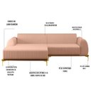 Ver imagem 3 de Sofá 2,30M 4 Lugares com Chaise Esquerdo Pés Gold Molino C-105 Linho Rosê