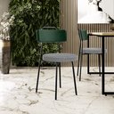 Ver imagem 2 de Cadeira Decorativa Estofada Para Sala De Jantar Barcelona L02 Facto Verde Musgo Pied Poule - Lyam Ly