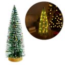 Ver imagem 7 de Pinheiro Iluminado Enfeite de Mesa Árvore Nevada Led Sequencial e Base de Madeira 25cm