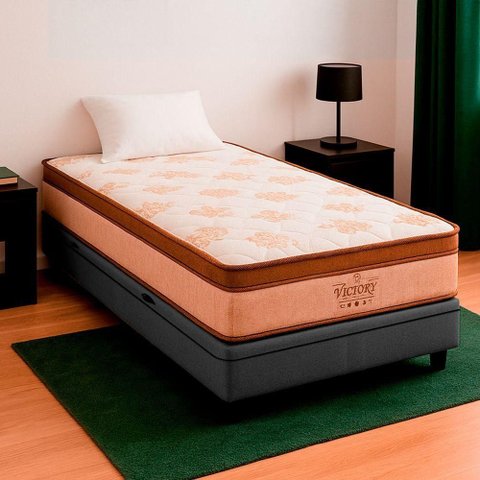 Cama Box Baú Solteiro e Colchão Victory Molas V-store Cor:cinza