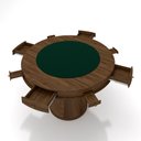 Ver imagem 2 de Conjunto Mesa de Jogos Carteado Bellagio Tampo Reversível Verde e 4 Cadeiras Madeira Poker Base Cone