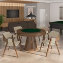 Ver imagem 1 de Conjunto Mesa de Jogos Carteado Bellagio Tampo Reversível Verde e 4 Cadeiras Madeira Poker Base Cone
