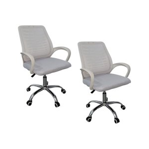 Kit 2 Cadeiras de Escritório Esteirinha Tela Mesh Branco