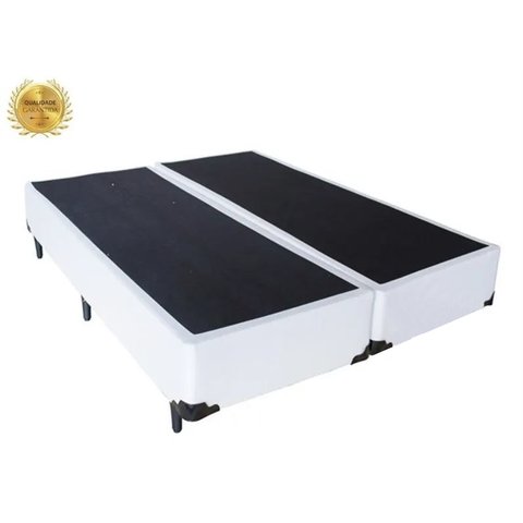 Cama Box Queen Colchão Mola Ensacada Belos Sonhos + Box Sintético 66x158x198:Branco