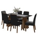 Ver imagem 2 de Conjunto Sala de Jantar Tampo de Madeira 6 Cadeiras Rustic/preto/oxford Soho Madesa