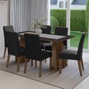 Ver imagem 1 de Conjunto Sala de Jantar Tampo de Madeira 6 Cadeiras Rustic/preto/oxford Soho Madesa