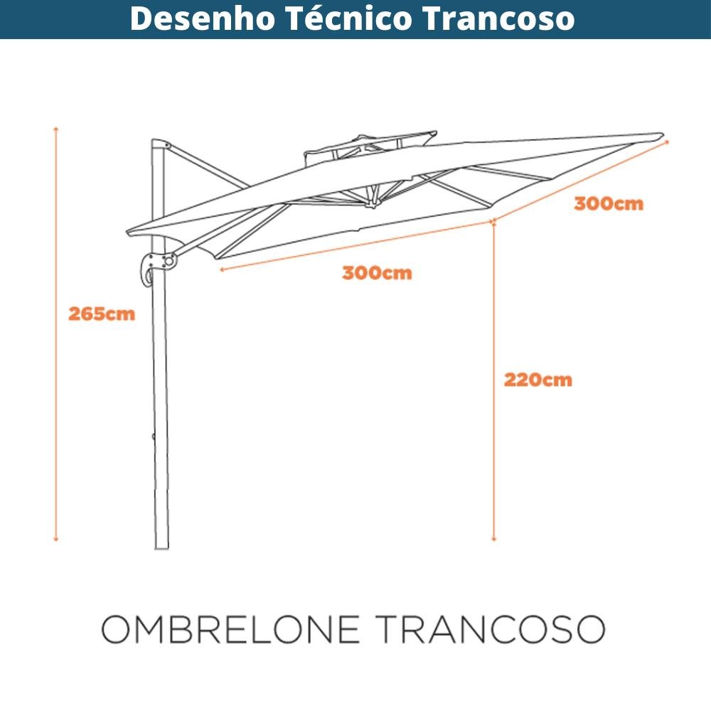 Ombrelone Lateral Trancoso Tulum Fratini 300 Cm Aluminio Cinza Capa Poliéster Base Lateral Hdpe - 6