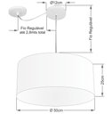 Ver imagem 2 de Lustre Pendente Cilíndrico Com Desvio de Centro Vivare Md-4147 Cúpula em Tecido 50x25cm - Bivolt - C
