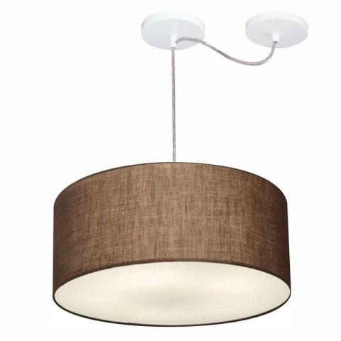 Lustre Pendente Cilíndrico Com Desvio de Centro Vivare Md-4147 Cúpula em Tecido 50x25cm - Bivolt - C