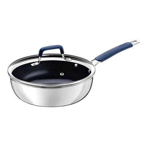 Frigideira Funda Tramontina Romagna Aço Inox Revestimento Cerâmico 24 Cm 3,1 L com Tampa de Vidro