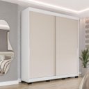 Ver imagem 2 de Roupeiro Porto 2 Portas de Correr 2 Gavetas 177x213cm Branco/Creme 240826