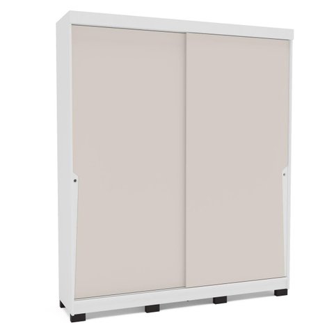 Roupeiro Porto 2 Portas de Correr 2 Gavetas 177x213cm Branco/Creme 240826