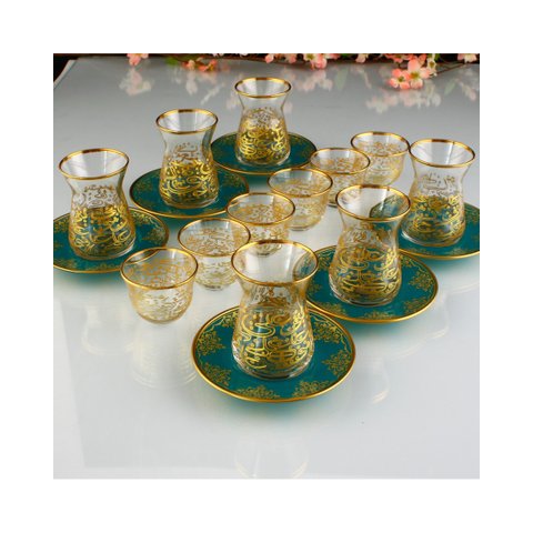 Xicaras de Chá Turca Harfler Ouro - 18 PEÇAS