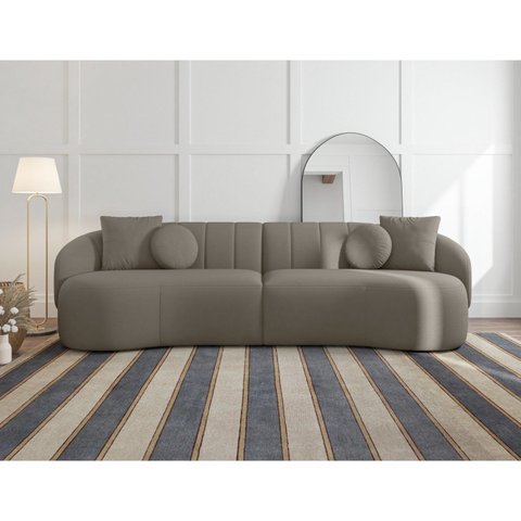 Sofá Curvo 4 Lugares 240cm Lua Yescasa Bege Fendi