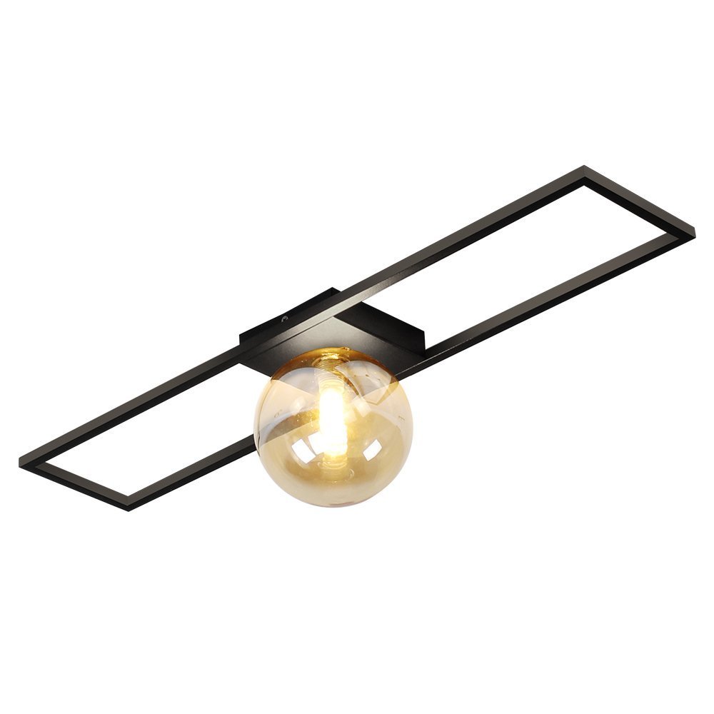 Plafon Orbit Mondri Retangular 1 Esfera 1xg9 60x12x14,5cm Preto / Champanhe - 1
