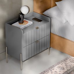 Mesa de Cabeceira Cinza Mdf Moriah 60cm com Gaveta e Corrediças Telescópica Pés Champanhe - 5
