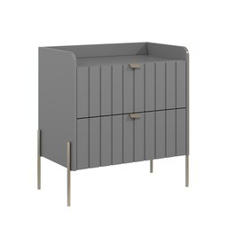Mesa de Cabeceira Cinza Mdf Moriah 60cm com Gaveta e Corrediças Telescópica Pés Champanhe - 4