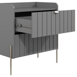 Mesa de Cabeceira Cinza Mdf Moriah 60cm com Gaveta e Corrediças Telescópica Pés Champanhe - 6