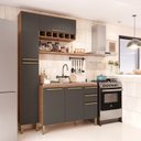 Ver imagem 1 de Cozinha Compacta com 3 Peças e 1 Prateleiras 6 Portas 2 Gavetas 100% MDF Itália Espresso Móveis
