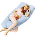 Ver imagem 1 de Almofada Extra Grande P/grávida Dormir De Lado Envio Rápido - Azul aço