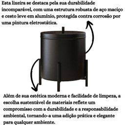 Kit 3 Lixeiras Cesto de Lixo de Banheiro Cozinha Level Preto - 6