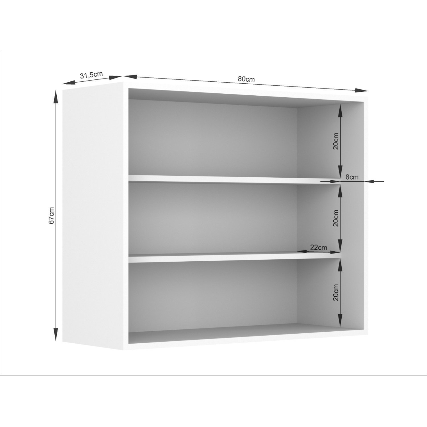 Armário Aéreo 2 Portas de Bater 80cm Bolonha - 3