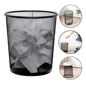 Lixeira Aramada de Metal 10 Litros Preta Telado Vazado para Escritorio Sala e Consultorio Decorativa
