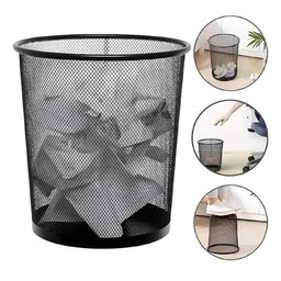 Lixeira Aramada de Metal 10 Litros Preta Telado Vazado para Escritorio Sala e Consultorio Decorativa - 1 Lixeira Aramada de Metal 10 Litros Preta Telado Vazado para Escritorio Sala e Consultorio Decorativa - 1