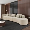 Ver imagem 2 de Sofá Curvo Decorativo Kimiko 447cm 5 Lugares Sala de Estar com Chaise Veludo Bege G52 - Gran Belo