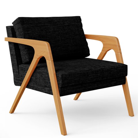 Poltrona Decorativa para Pietra com Estrutura de Madeira L02 Linho Chumbo - Lyam