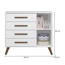 Ver imagem 4 de Quarto de Bebê Qencanto Retrô com Cômoda e Berço Qmovi Branco Acetinado + Colchão Gazin