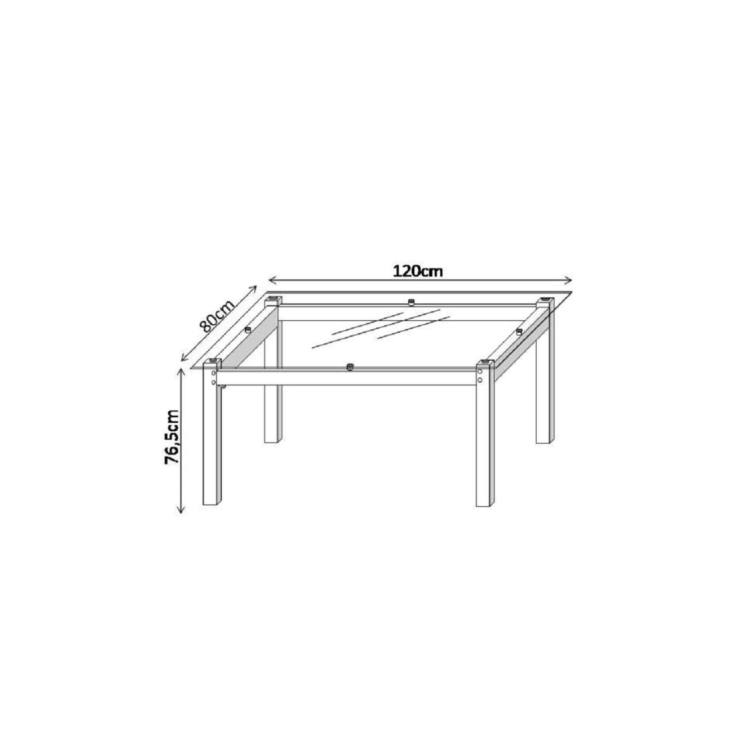 Mesa de Jantar 120x80cm Tampo Vidro Dubai - 2