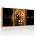 Ver imagem 1 de Kit 3 Quadros Decoração Grande Nunca Foi Sorte Leão para Sala Quarto com Moldura 40x60cm