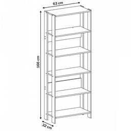 Conjunto 2 Estantes para Livros Florida 10 Prateleiras Pinho/Preto - Pnr Móveis - 5